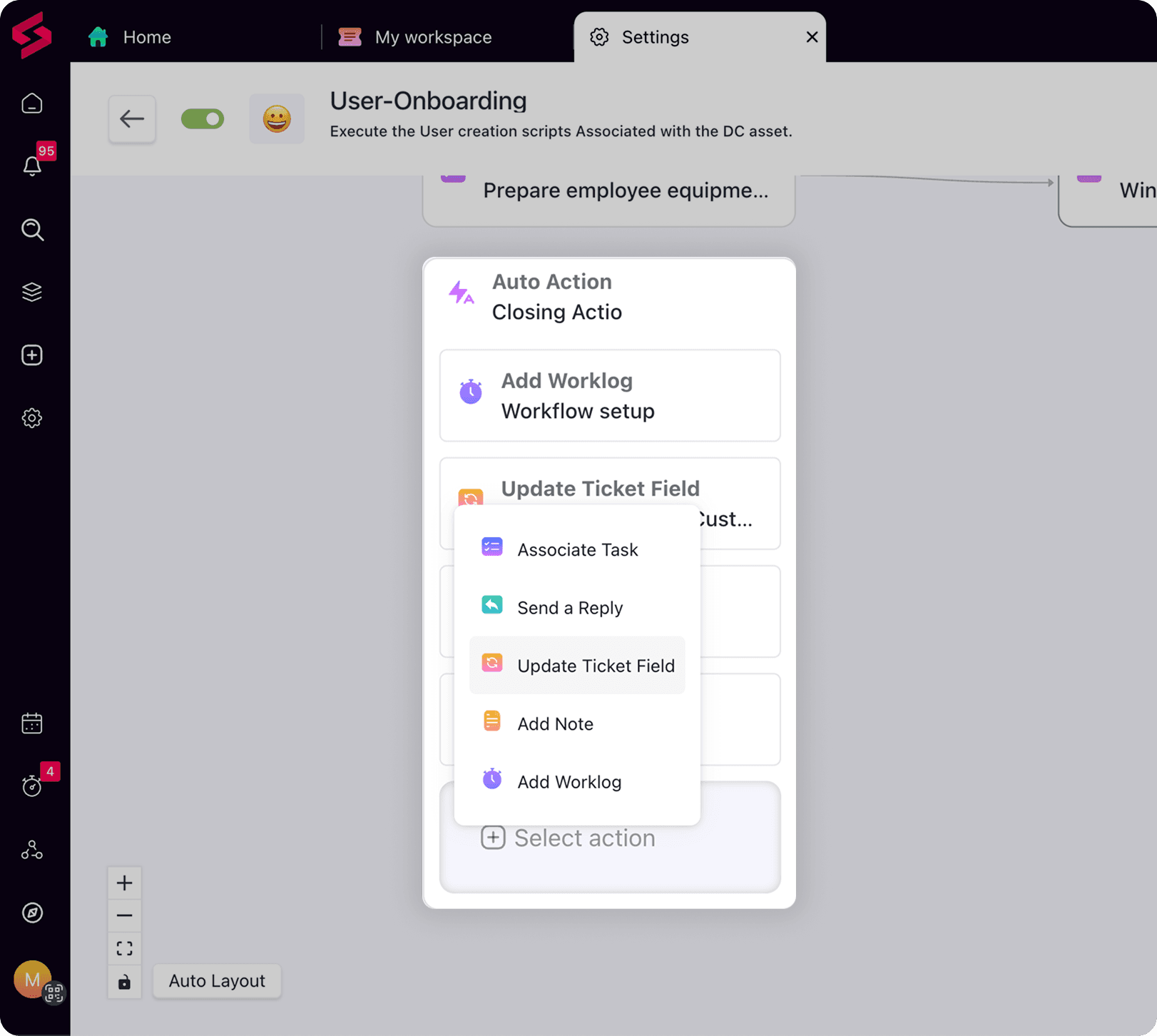 SuperOps runbook automation software automating tasks, scripts, and approvals.